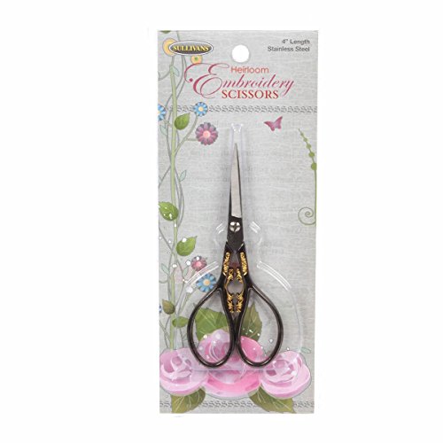 Sullivans Heirloom Embroidery Scissors 4"-Gunmetal & Gold Teardrop Handle