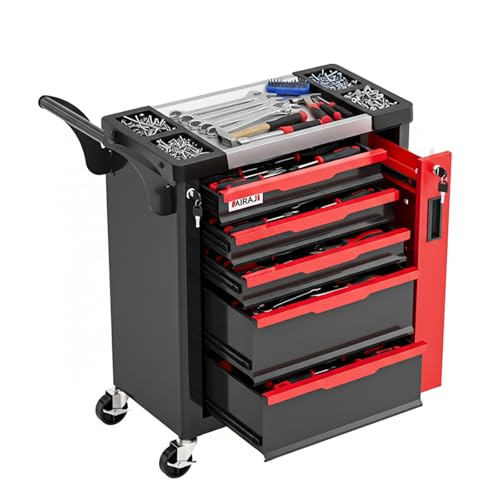 Tool Chest 5-Drawer | Rolling Tool Chest with Wheels/Side Drawer | Drawers Integrated Lockable...