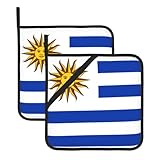 Isolierte Topflappen, Flagge von Uruguay, hitzebeständiges, waschbares Zubehör, Kochofen, Grillen, 20,3 x 20,3 cm, quadratisch, 2 Stück