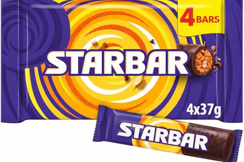 Starbar Chocolate Bar Milk Chocolate with Caramel & Peanut Centre Multipack of 4 x 37 g Bars (Pack of 1Milk Chocolates