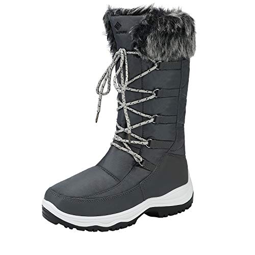DREAM PAIRS Women's Warm Faux Fur Lined Mid-Calf Winter Snow Boots 11 Grey