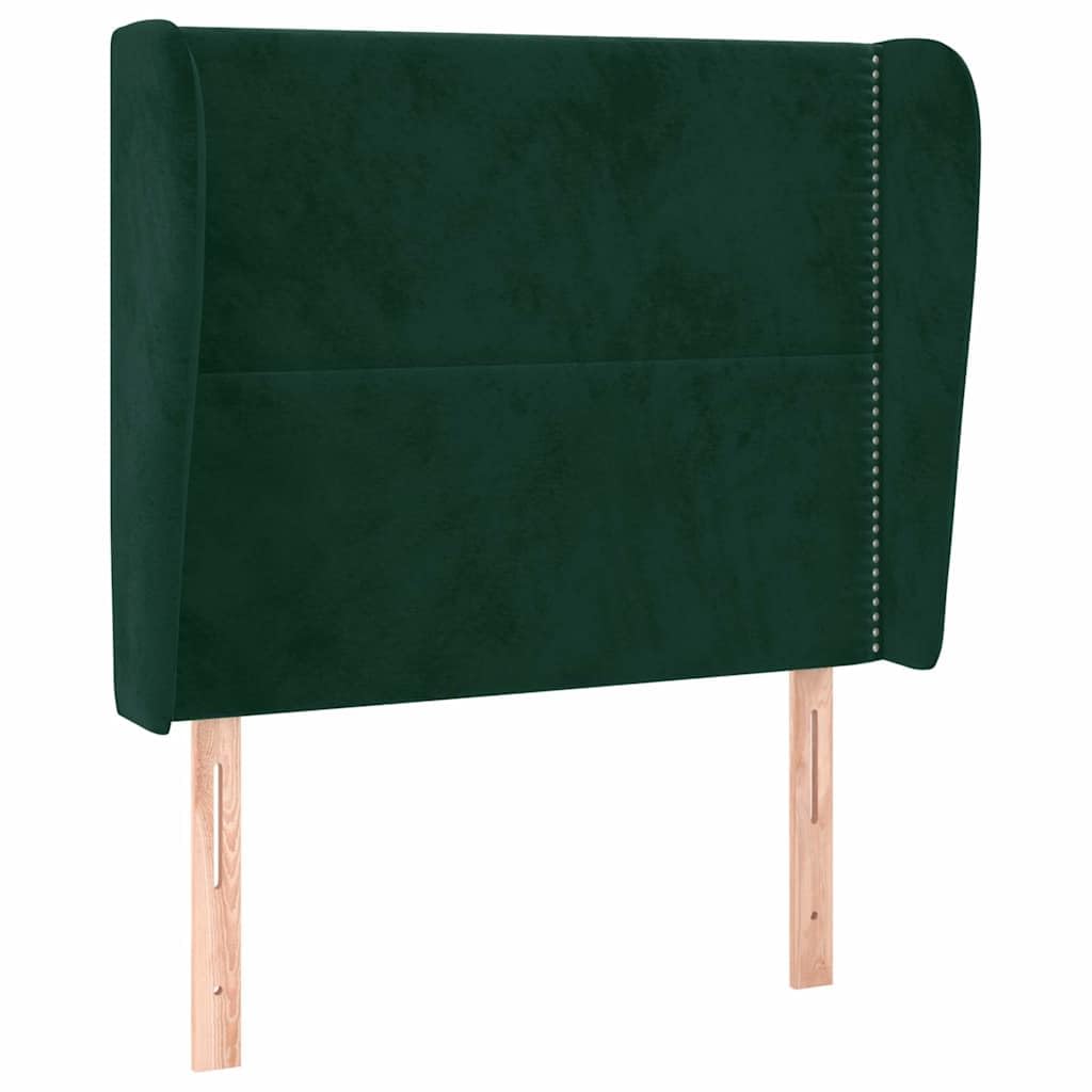 vidaXL Tête de lit avec Oreilles Vert foncé 103x23x118/128 cm Velours