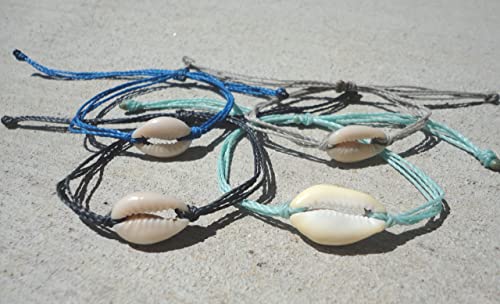 Cowrie Shell Bracelet Or Anklet-Adjustable Waterproof Wax Coated Bangle-Handmade Shell Anklet- Your Choice Of Thread #TOP4