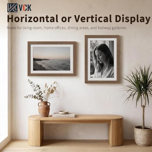 Image of VCK 13x19 Picture Frame 5 Pack, Walnut Exclusive Wood, HD Glass, for Prints
