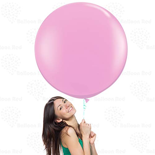 Image of AFTERLOON Biodegradable Balloons 3 pcs 36 Inch Orb Perfect Round Giant Extra Large Pastel Pink 36 Inch Macaron Color, Natural Rubber Latex Plastic-Free Alternative Durable Thickened Strong Float