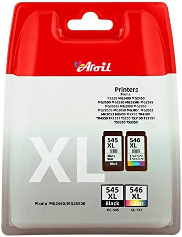 PG-545XL CL-546XL Ink Cartridge Replacement for Canon 545 546 XL Multipack for Pixma TS3150 MG2550s MG3050 TR4550 MG2950 MG2450 TR4551 MG2500 MX495 MG2550 TS3355 TS3151 MG3051 MG2900 (1 Black,1 Color)