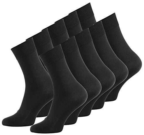Preisvergleich Produktbild Vincent Creation 10 Paar Herren Business Socken schwarz, Baumwoll Herrensocken, Anzugsocken