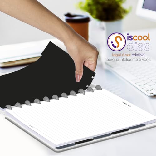 Divisórias Iscool P/Caderno De Disco G Spot Colors Preto e Grafite