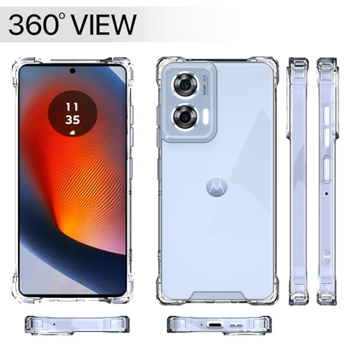 Image of Outlouders Back Cover for Motorola Motorola Moto Edge 50 Fusion 5G / Motorola Moto G96 5G Clear Transparent PC + TPU Bumper Case with Raised Edges for Shockproof Protection (Transparent)