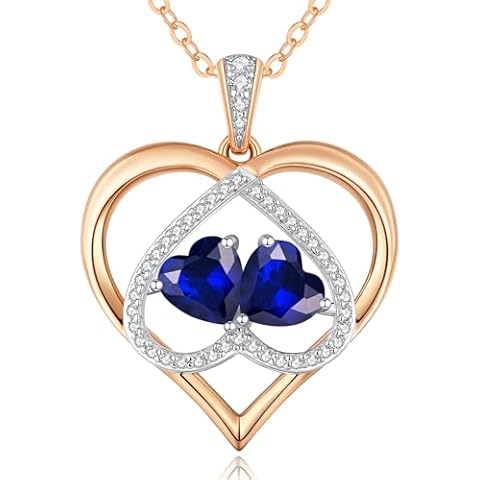 CDE Christmas Gifts for Women Rose Gold Double Birthstone Necklace for Women, Personalized Pendant Jewelry Mothers Day Birthday Gift for Mom Wife Cover