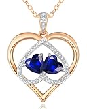 Picture of CDE Christmas Gifts for Women Rose Gold Double Birthstone Necklace for Women, Personalized Pendant Jewelry Mothers Day Birthday Gift for Mom Wife