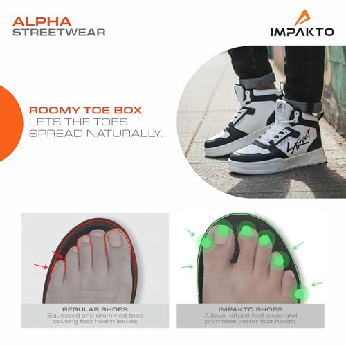 Image of Impakto Alpha Street Sneaker for Men | Lightweight & Soft Cushioned Insole | Padded Collar | High Top Streetwear Causal Shoes | Anti-Skid Sole | Lace-Up Shoes for Casual Outings,Walking & Gym