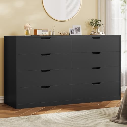 BTHFST 8-Drawer Black Bedroom Dresser