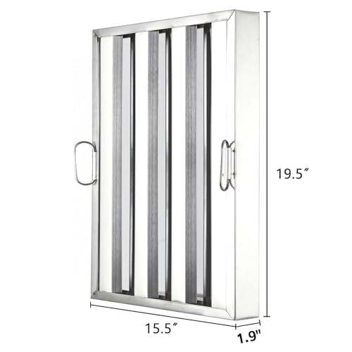 19.5"x15.5" Commercial Hood Filters 430 Stainless Steel 5-Groove Baffle Design Pack of 6 for Restaurant Kitchen Exhaust Systems by JoanKaren - Image 7