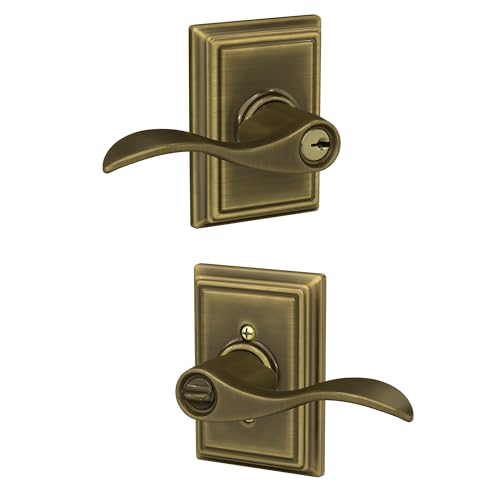 Image of SCHLAGE Accent Lever with Addison Trim Keyed Entry Lock in Antique Brass