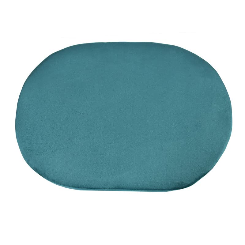 ShadowKart Ottoman for Living Room | Stylish Velvet Foot Rest Stool | Wooden Legs Puffy for Sitting | Modern Ottoman for Bedroom & Living Room Furniture | 18 Inch Height, (Round-Aqua) 3