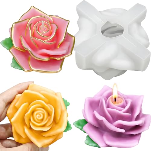 ZQYSING Rose Candle Molds, Bloom Large Rose Flower Candle Molds