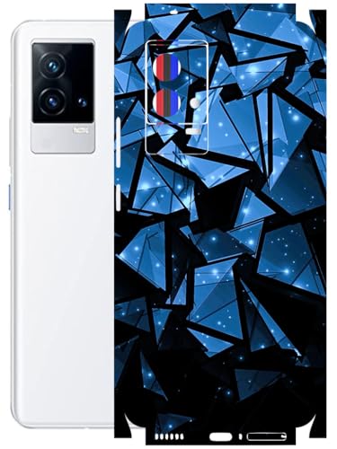 Image of AtOdds - Full Body Back Screen Guard Protector Film - Lamination Wrap Skin Sticker Compatible with IQOO 9 | Scratchproof Matte Finish (Blue Crystals)
