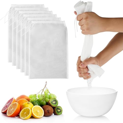 KIRZAX 6 Pezzi Tessuto Filtrante in Nylon 20 x 30 cm,Sacchetto Filtro in Tessuto di Nylon Riutilizzabili e Lavabili,per Formaggi,Frutta,Noci,Caffè,Latte di Soia,Succo di Verdura