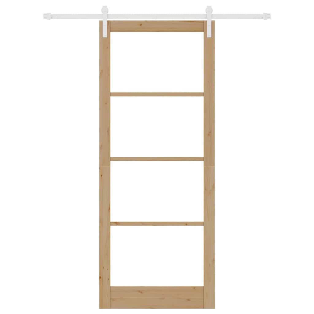 Drzwi przesuwne ORKDAL i lite drewno sosnowe i szklane 93 x 232 cm
