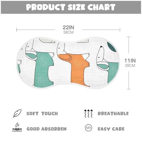 Bolaz Baby Burp Cloths 4 Pack,Cute Green Orange Dog Pattern,Feeding Cloths Face Towel Super Absorbent Soft Cotton Burping Rags Feeding Bibs3