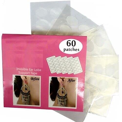 Invisible Ear Lobe Support Tape, Skin Friendly,Stretched (Pack of 60)
