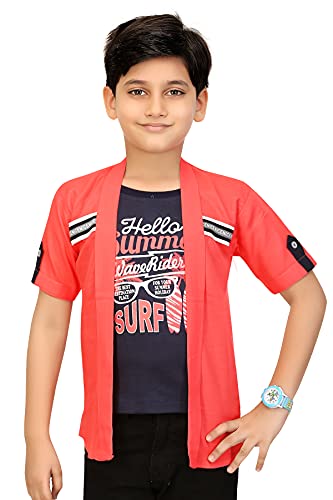 Image of Boys Printed Tshirt with Attached Jacket