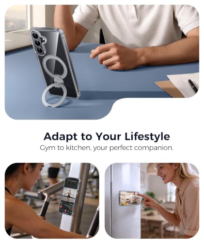 Image of FNTCASE for Samsung Galaxy S26 FE Case with 360 Spin Magnetic Stand Clear