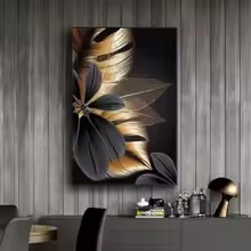 Tableau feuilles noires et dorées pour sublimer la déco de votre bureau - 3