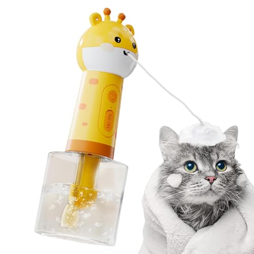 犬用シャンプー泡立て器、電気ペットソープフォーマー、透明ボトルデザインの電気犬用シャンプースプレー、浴室掃除、洗顔、洗髪、ペットの入浴用