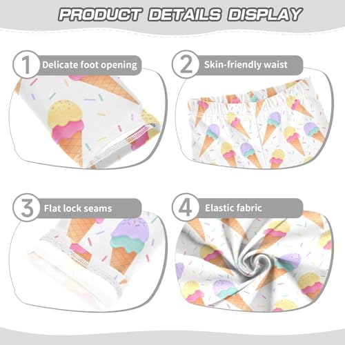 Sweet Ice Cream Girls Leggings,Workout Leggings for Girls Toddler Athletic Leggings Size for 3-10T3