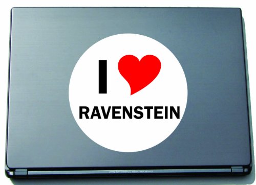 INDIGOS Amo la Etiqueta engomada Etiqueta engomada del Ordenador portátil Laptop Skin 210 mm con Nombre de la Ciudad RAVESTEIN