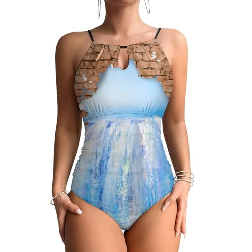 Eau de mer brisée maillots de bain une pièce femme monokini pour plage et piscine