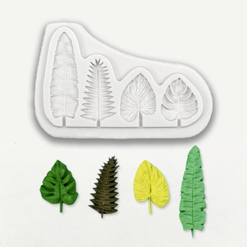 Miniatura 3 de Cestony 2 moldes de silicona de hoja de palma, hoja de plátano, hoja trasera de tortuga, para bricolaje, pasteles, fondant, galletas, jabón, pudín