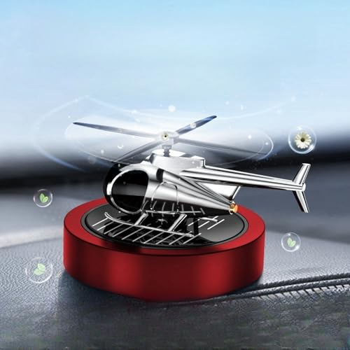 Image of Car Diffuser Quiet & Stylish Helicopter Solar Dashboard Decor Auto-Rotating Air Purifier for Men & Military Enthusiasts Enhance Driving Experience (Red)