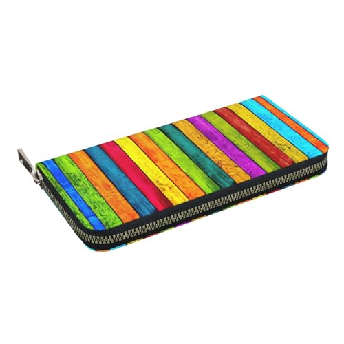 Colored Wooden Board Print Casual Clutch Purse Hand Wallet for Women Capacity Wallet Stylish Travel-Friendly2