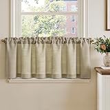 TOPICK Scheibengardine Bistrogardine 1er Set 40Hx140B cm Taupe Fenstervorhang Leinenoptik Gardine...