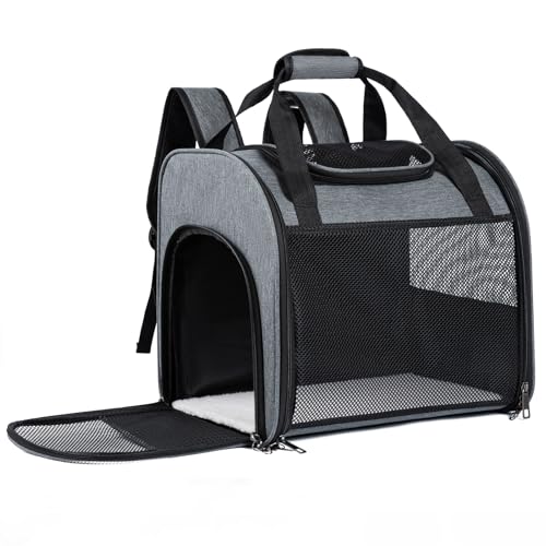 MAIYADUO Katzenrucksack mit Netzfenster - Faltbarer Haustierträger für Katzen & Kleine Hunde (4-8 kg) mit Reißverschluss-Sicherheitsverschluss,...