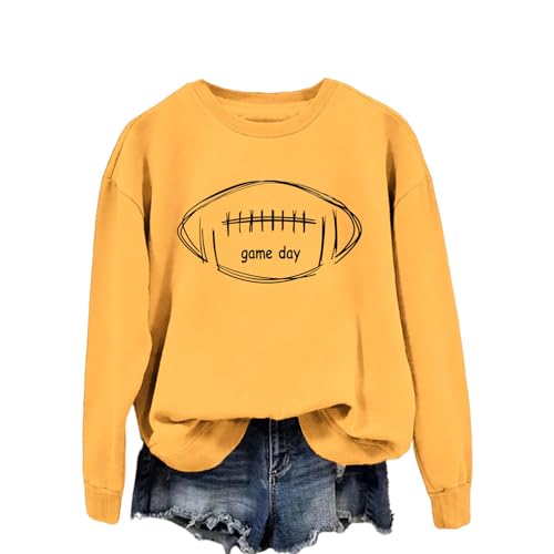 Football Sweatshirt For Women Game Day Long Sleeve Shirts Graphic Crewneck Pullover Tops, Fall Winter Sweatshirt2