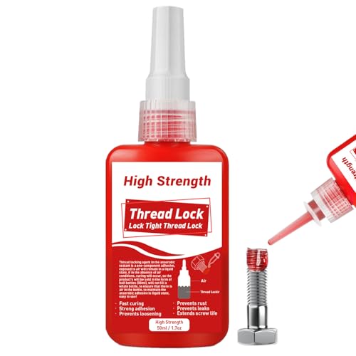 50ml Fijador de Tornillos, Sellador de Roscas de Alta Resistencia Rojo, para Tuercas y Pernos, Evita Aflojamientos y Fugas, Estable y Antioxidante