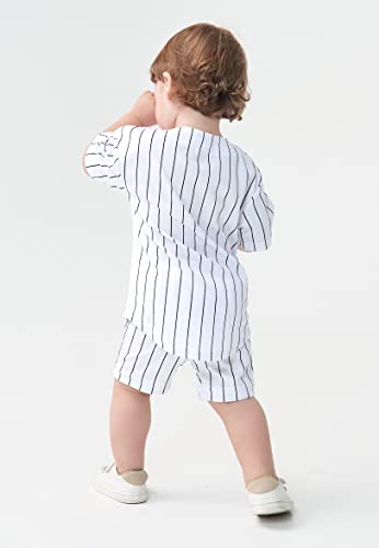 Image of Yuji Itadori Toddler Boys Baseball Pants Set Striped Sport Shorts Set Kids Button Down Shirts Elastic Waist Pants