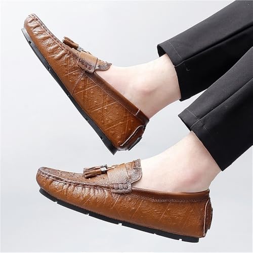Mens Crocodile Print Tassel Loafers Slip On Round Toe Driving Shoes Flexible Lightweight Walking Casual Comfortable4