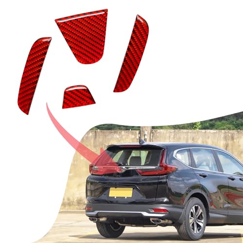 Image of SUNJIKA Compatible with Carbon Fiber Car Trunk Rear Tailgate Trim Sticker Car Back Badge Decal Accessory for Honda CRV 2017 2018 2019 2020 2021 2022 4PCS (Red)