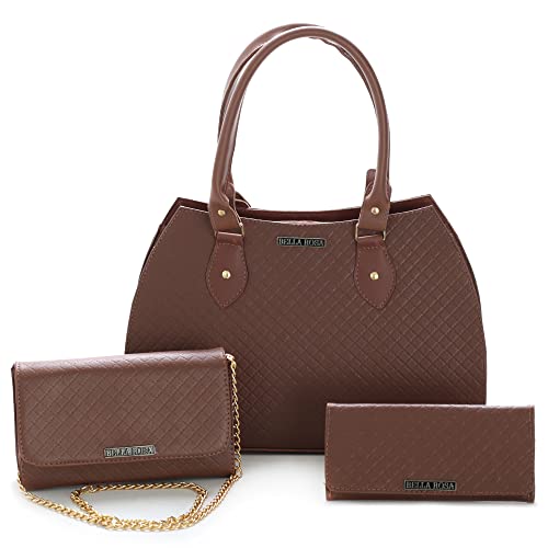 Kit Bolsas Femininas Grande + Bolsa Festa + Carteira Feminina (Caramelo Marrom)