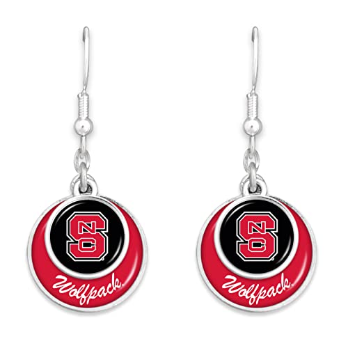 55427 NC State Wolfpack Double Disk Earrings by From the Heart