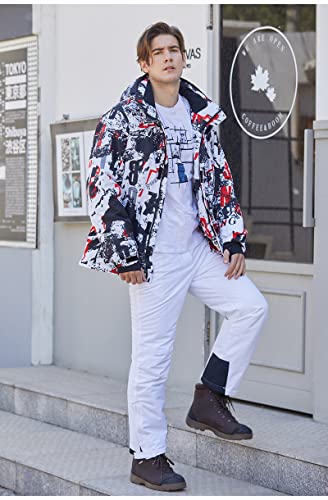 Houzoniy Men's Ski Suit Jacket And Pants Set Waterproof Insulated,Snow Suit Padded For Skiing,Snowmobiling,Hiking,Climbing Black+Black L #TOP6