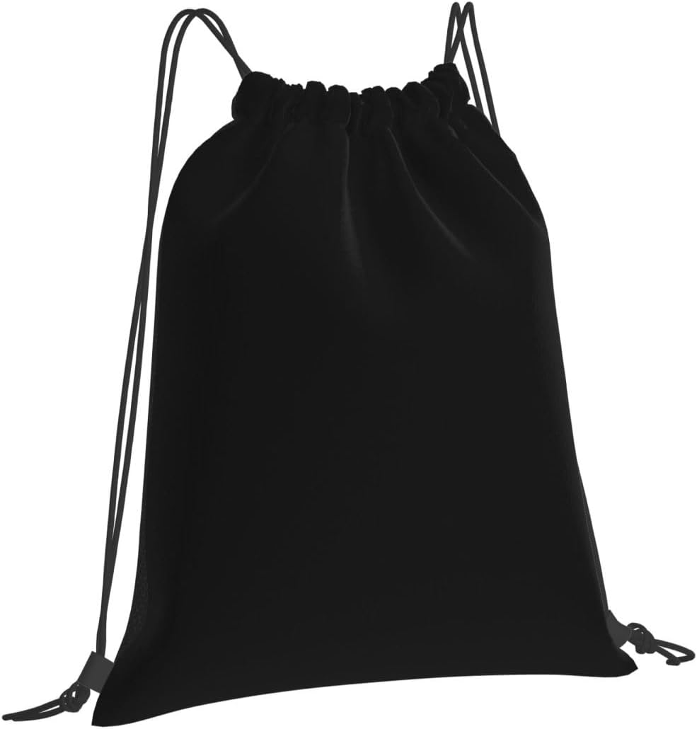 Custom Drawstring Backpack, Gym String Sack for Sports, Travel & Events, All Black