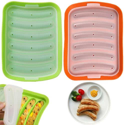 YANXINKE 2pcs Molde para Perros Calientes, Perro Caliente Silicona, Molde de Salchicha, Salchicha Silicona Molde, para Hornear y Hacer Salchichas Caseras