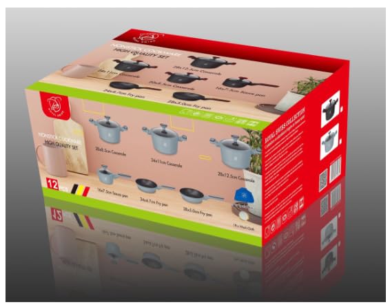 Set De Casseroles Céramique 6 Pièces Royal Swiss - 24,28,32cm - Compatible Induction - Rose - 5