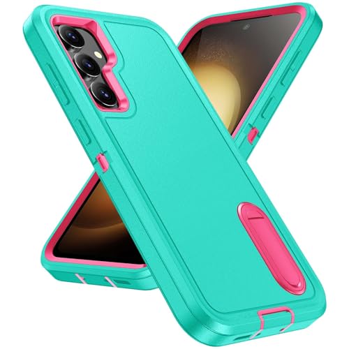 IDweel for Galaxy S23 FE Case with Build-in Kickstand, Light Blue/Rose